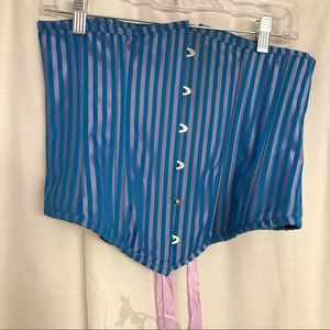 Blue and purple steel boned underbust corset